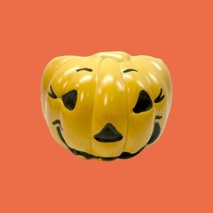 Vintage Haeger Pottery Spooky Pumpkin Planter, Retro Halloween Bowl